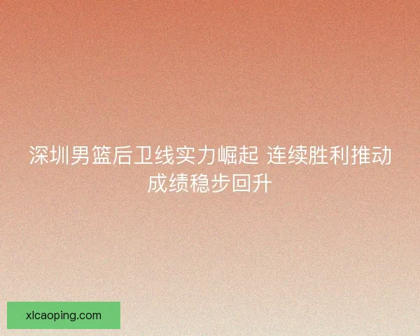 深圳男篮后卫线实力崛起 连续胜利推动成绩稳步回升